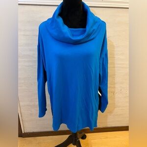 NWT- Chico's Zenergy Side Split Vibrant Blue Cowl Neck Sweater
